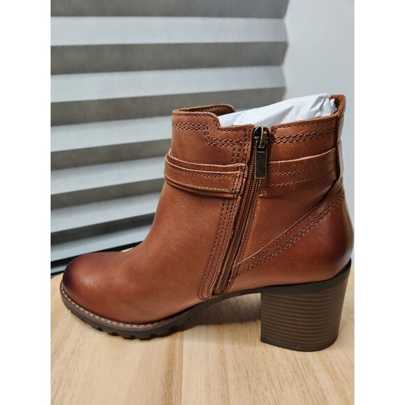 Clarks Leda Strap Heeled Boots | Women’s Size 10 / EU 41.5 | Mahogany | Zip-Up - Picture 5 of 10